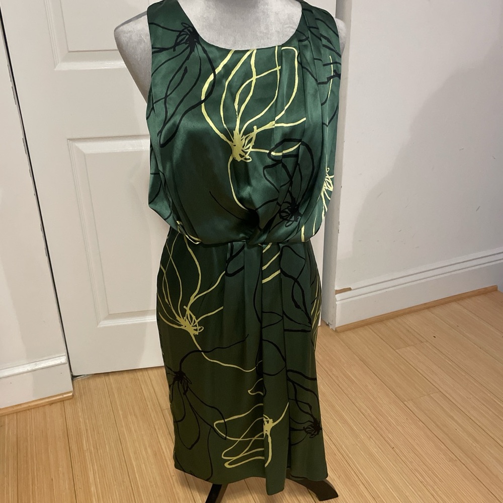 Anthro Green Silk Dress